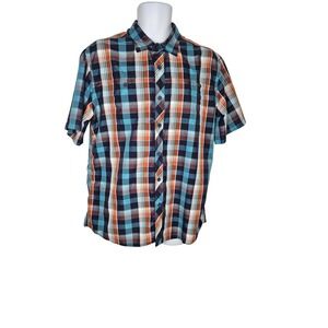 Eddie Bauer Mens L Button Up Shirt‎ Short Sleeve Plaid Casual Outdoor